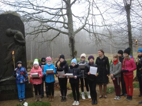 Lāčplēša dienas lāpu gājiens no LNV Pamatskolas ēkas, 2014.gada 11.novembrī, foto Līga Zicmane