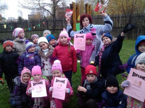 Rudens sporta diena Līgatnes bērnudārzā &quot;Zvaniņos&quot;, 16.10.2014., foto Gunta Viļuma