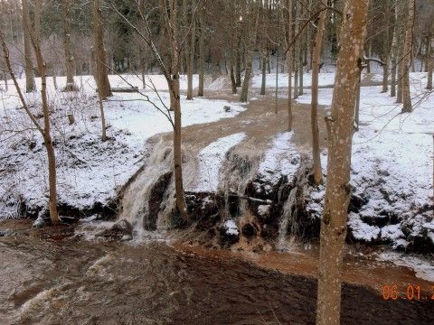 Līgatnes upīte dumpojas, 06.01.2015., foto Anita Jaunzeme