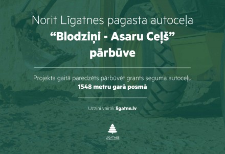 Norit Līgatnes pagasta autoceļa "Blodziņi - Asaru Ceļš" pārbūve