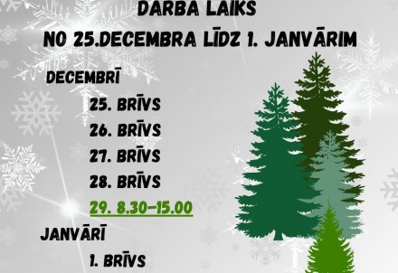 Līgatnes pilsētas bibliotēkas darba laiks svētkos