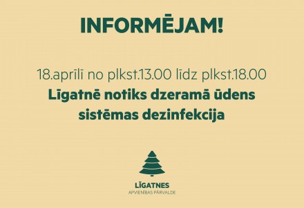 18.aprīlī Līgatnē notiks dzeramā ūdens sistēmas dezinfekcija