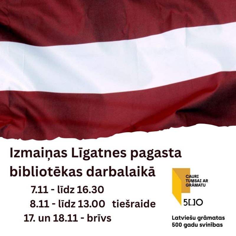 Izmaiņas Līgatnes pagasta bibliotēkas darba laikā